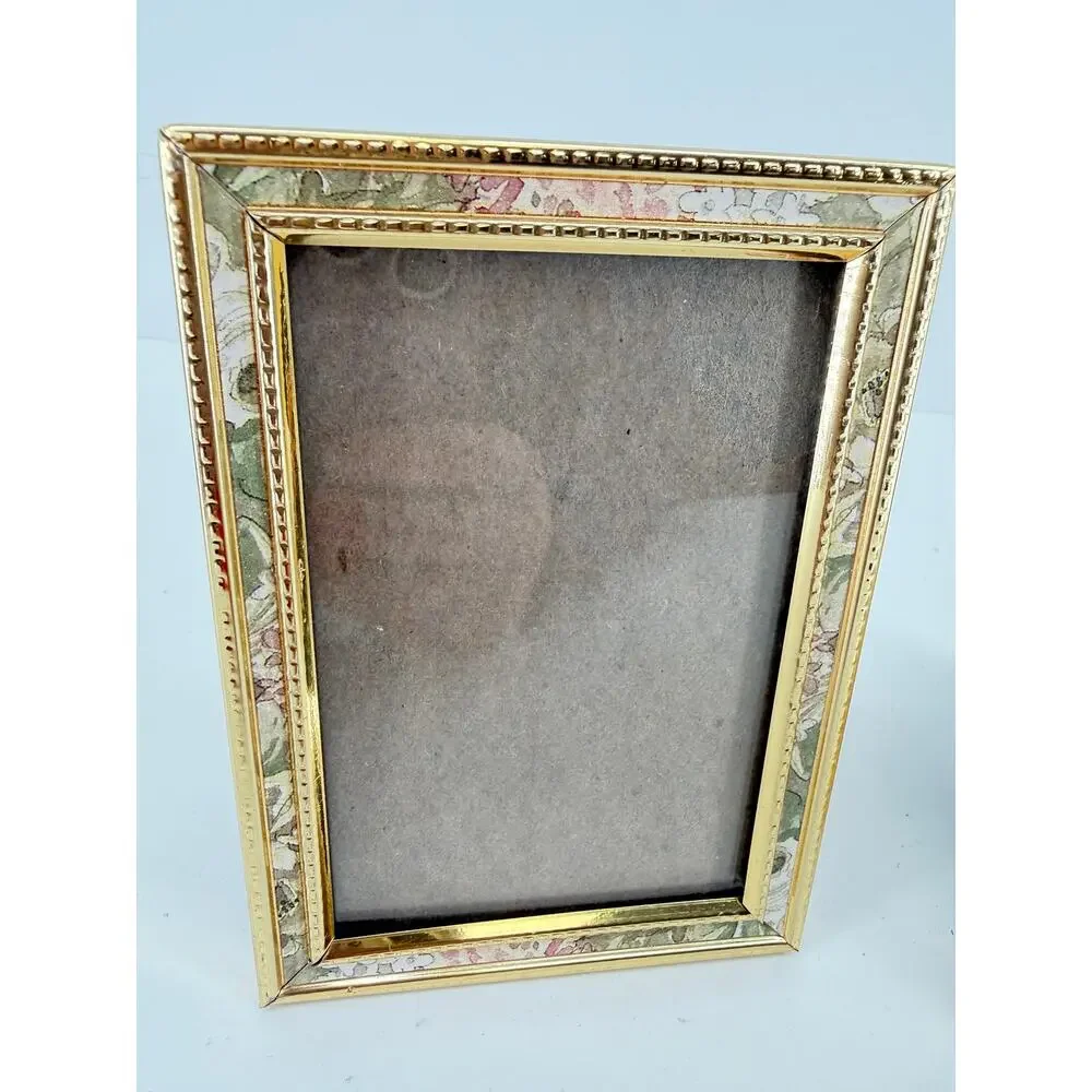 Matching Gold Floral Picture Frames 5x7 3.5x5 Tabletop Photo Frame Set Vintage